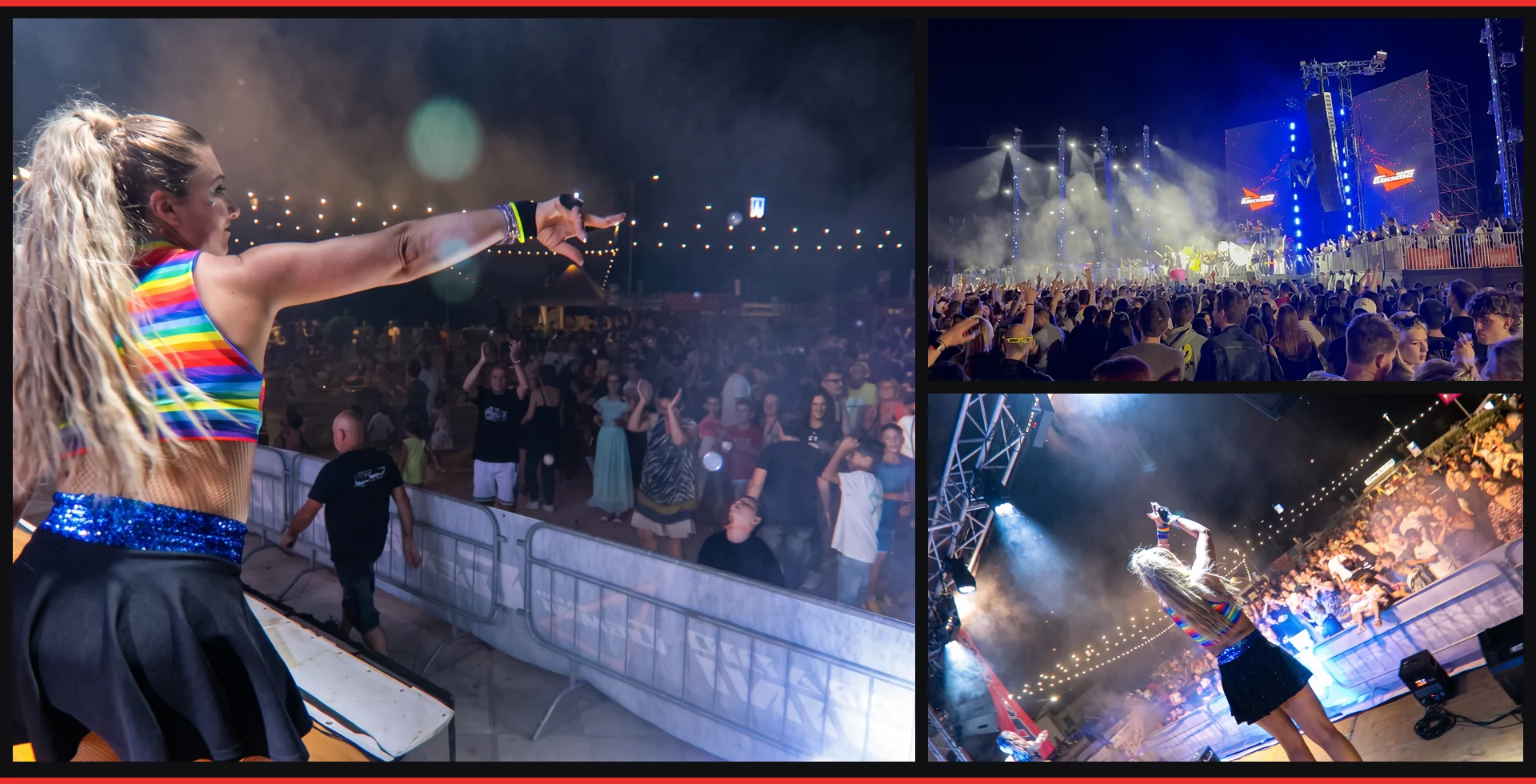MAXI DANCE Radio Gemini: artisti sul palco e pubblico durante la festa